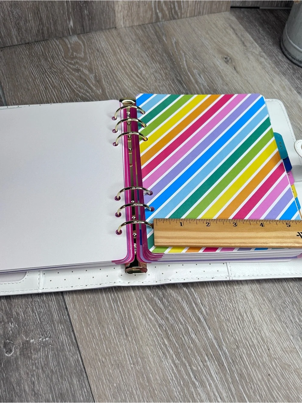 The Paper Studio 52 Agenda Rainbow-Striped Compact Planner Binder Organizer 6x8